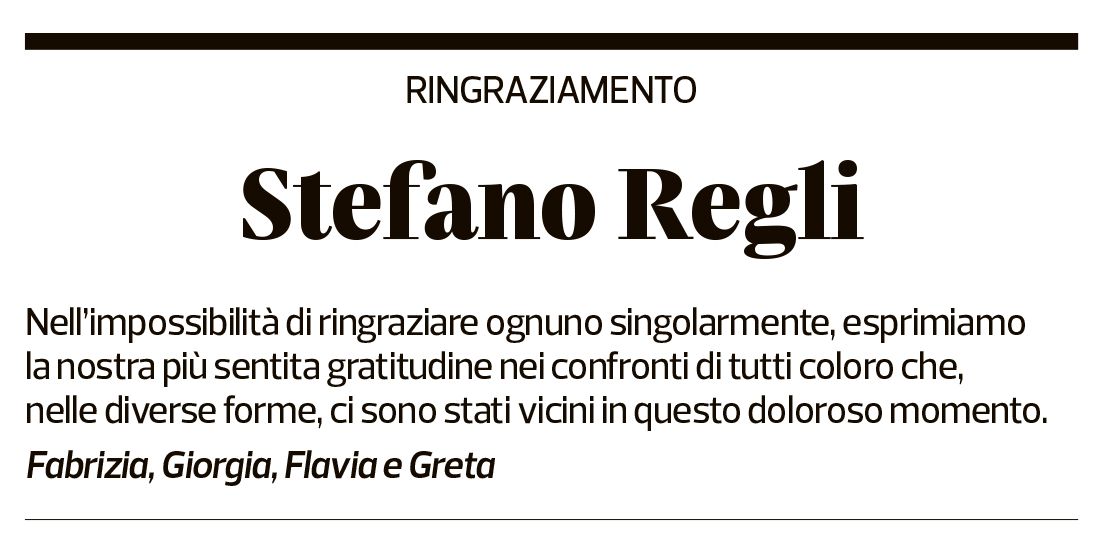 Annuncio funebre Stefano Regli