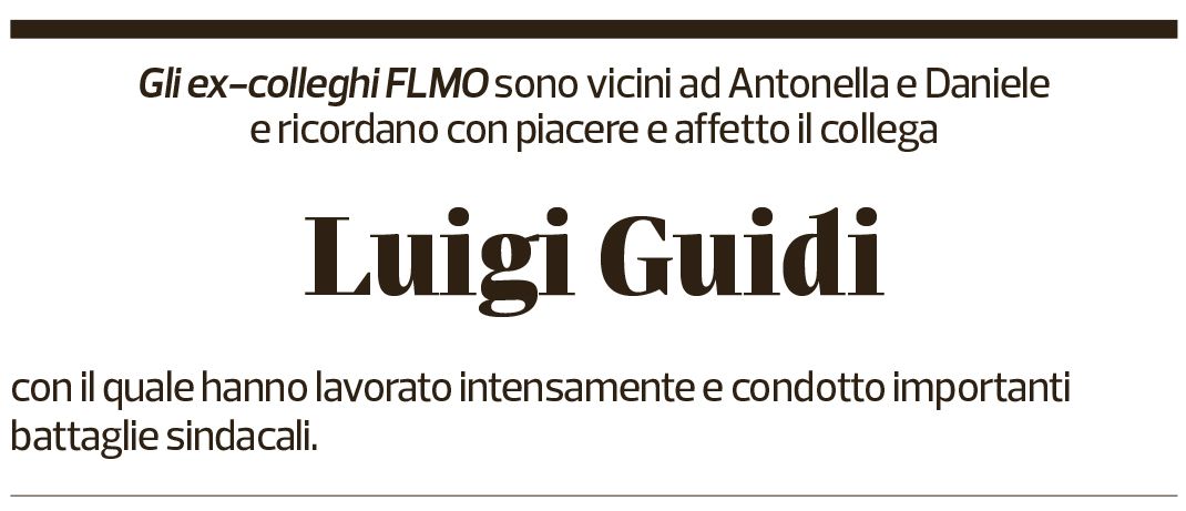 Annuncio funebre Luigi Guidi