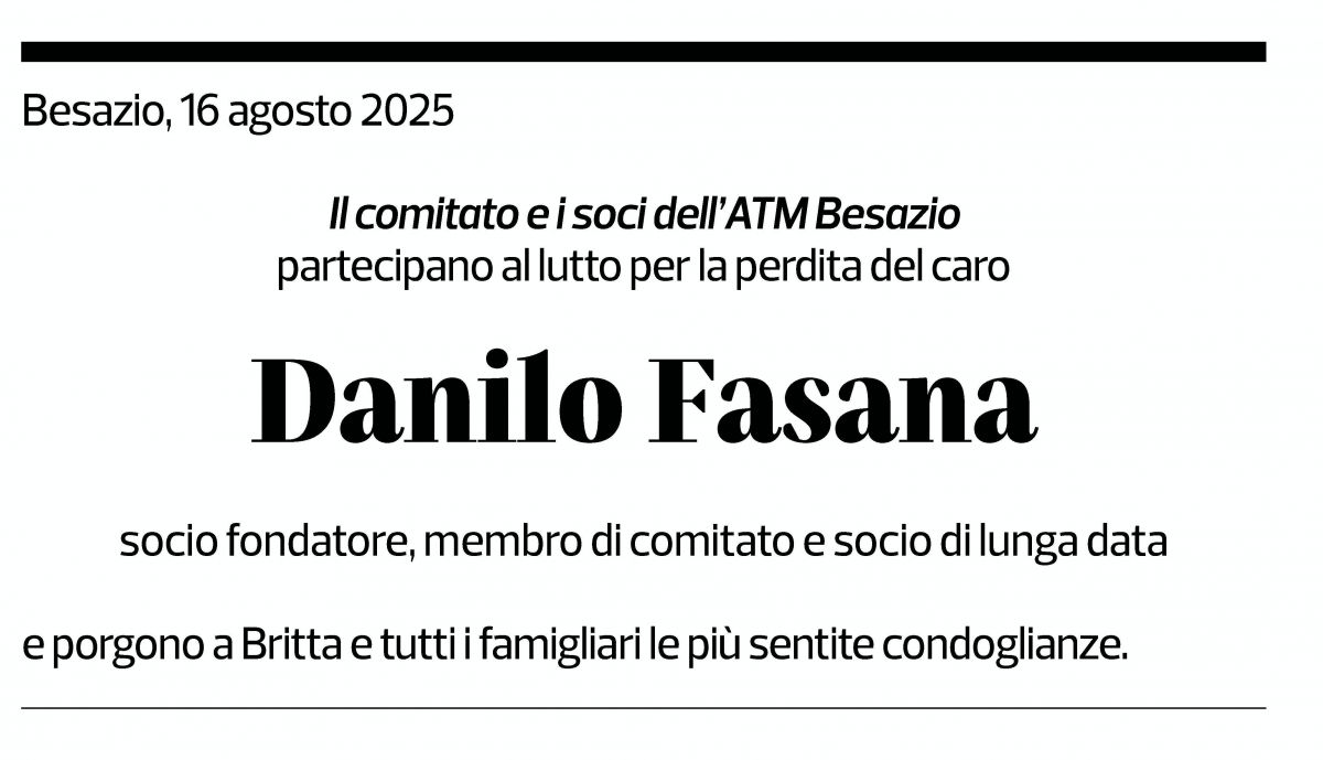 Annuncio funebre Danilo Fasana