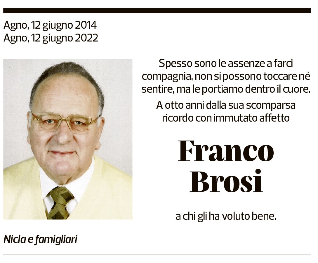 Annuncio funebre Franco Brosi