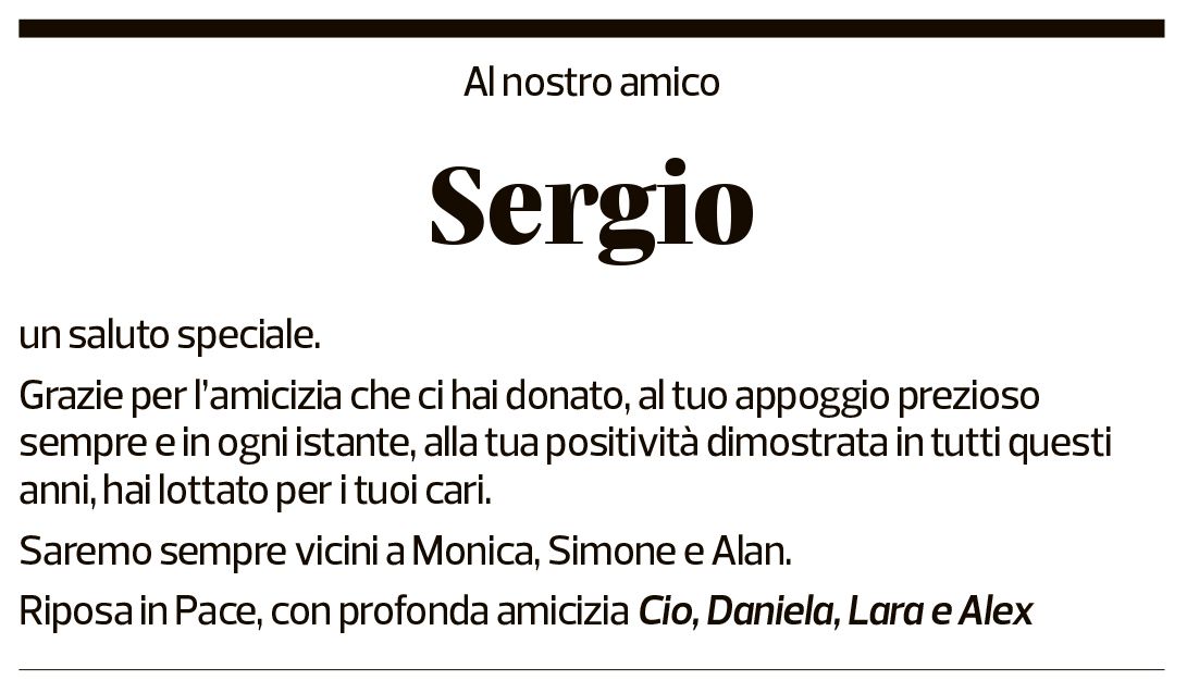Annuncio funebre Sergio Triacca