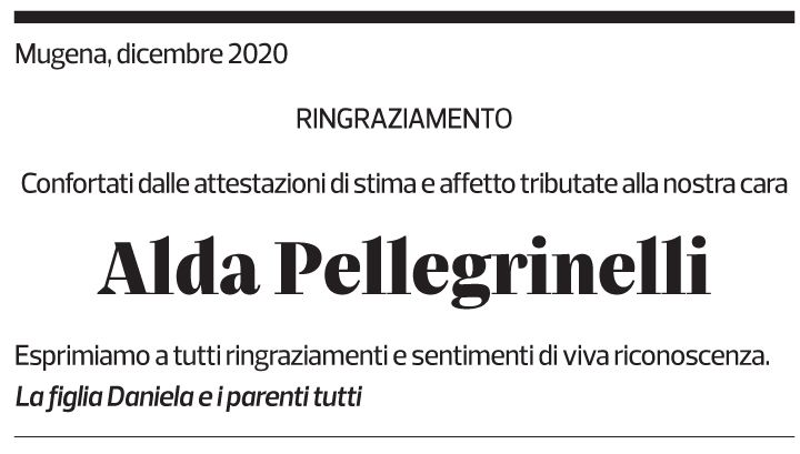 Annuncio funebre Alda Pellegrinelli