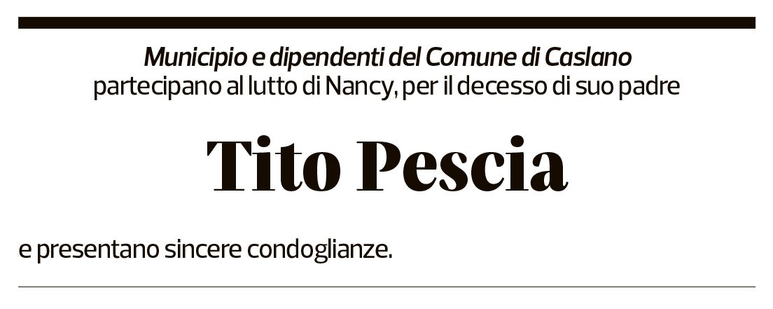 Annuncio funebre Tito Pescia