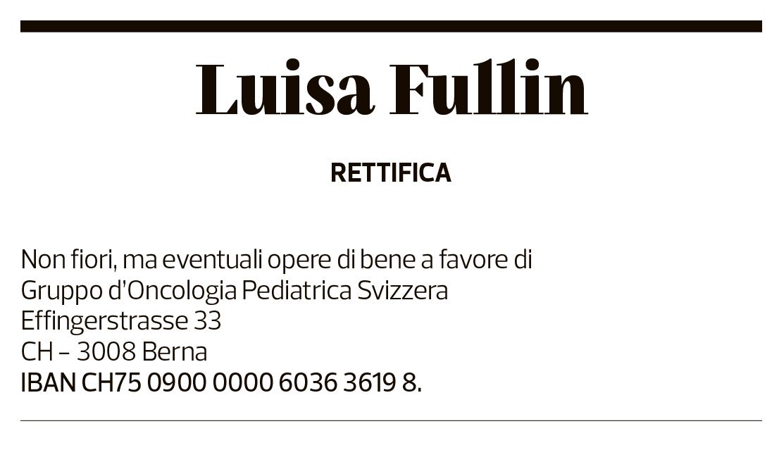 Annuncio funebre Luisa Fullin