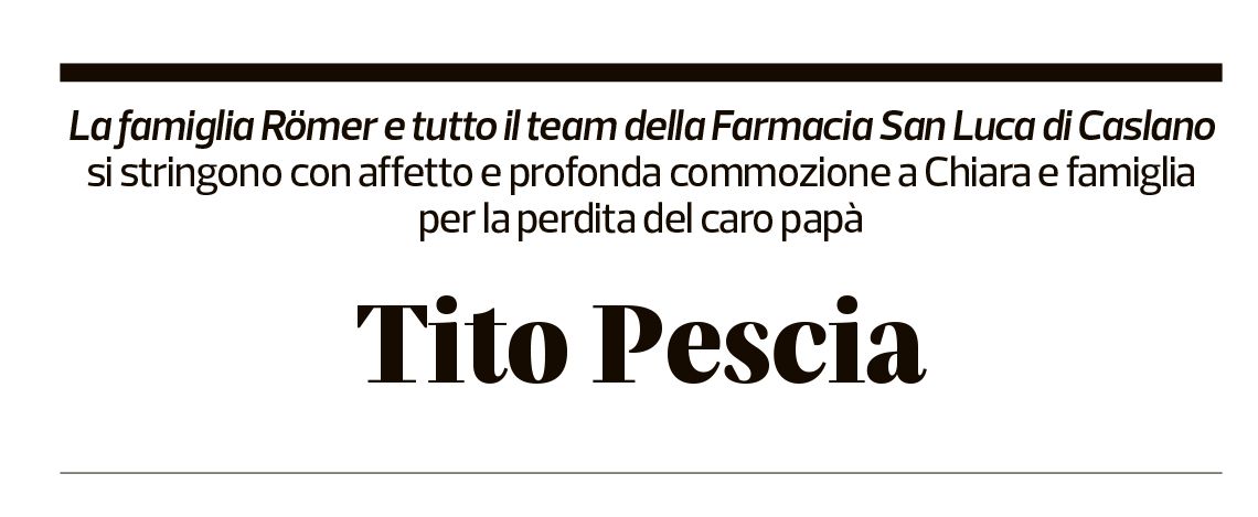 Annuncio funebre Tito Pescia