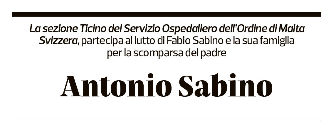 Annuncio funebre Antonio Sabino