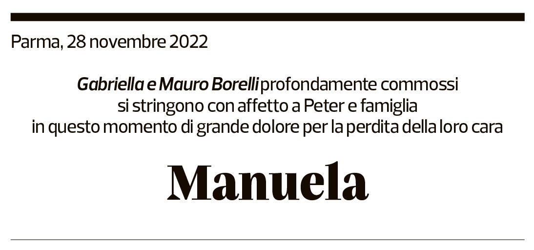 Annuncio funebre Manuela Bacchi