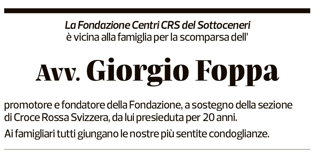 Annuncio funebre Giorgio Foppa