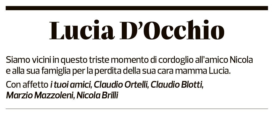 Annuncio funebre Lucia D'occhio