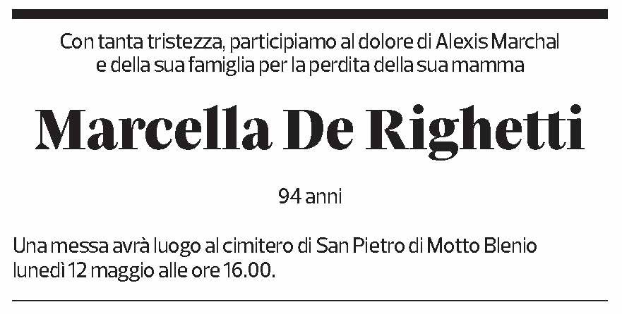 Annuncio funebre Marcella De Righetti