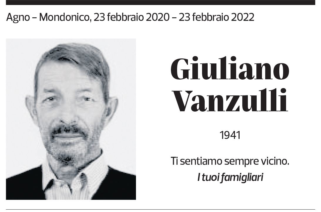 Annuncio funebre Giuliano Vanzulli