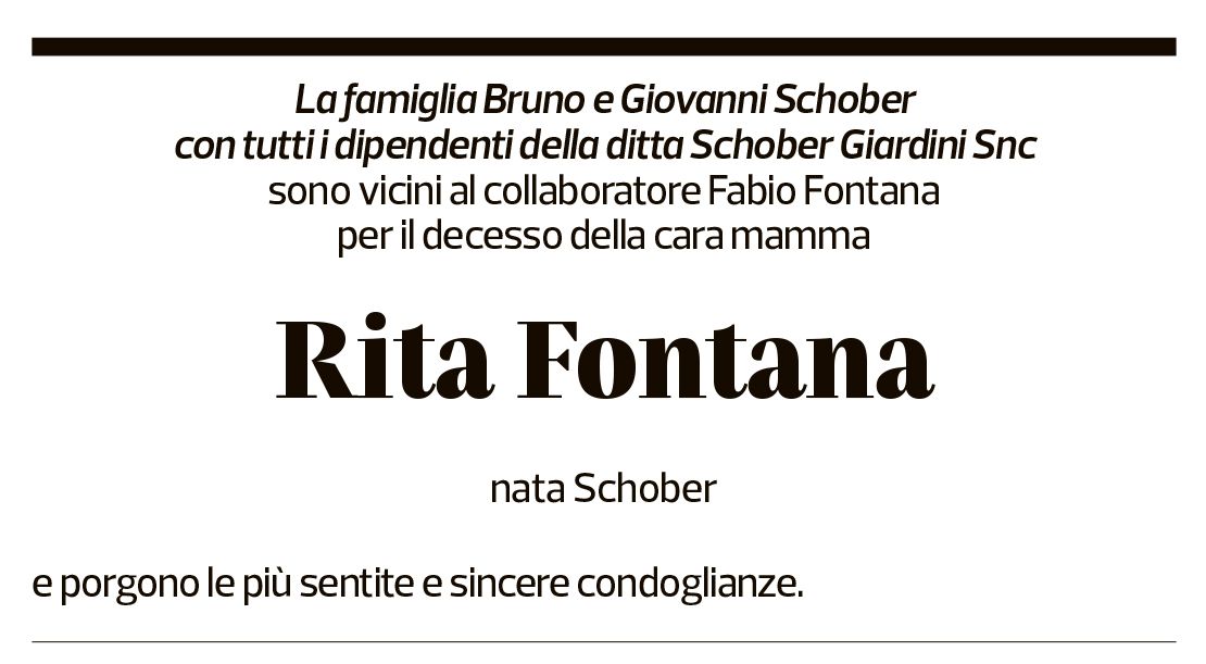 Annuncio funebre Rita Fontana