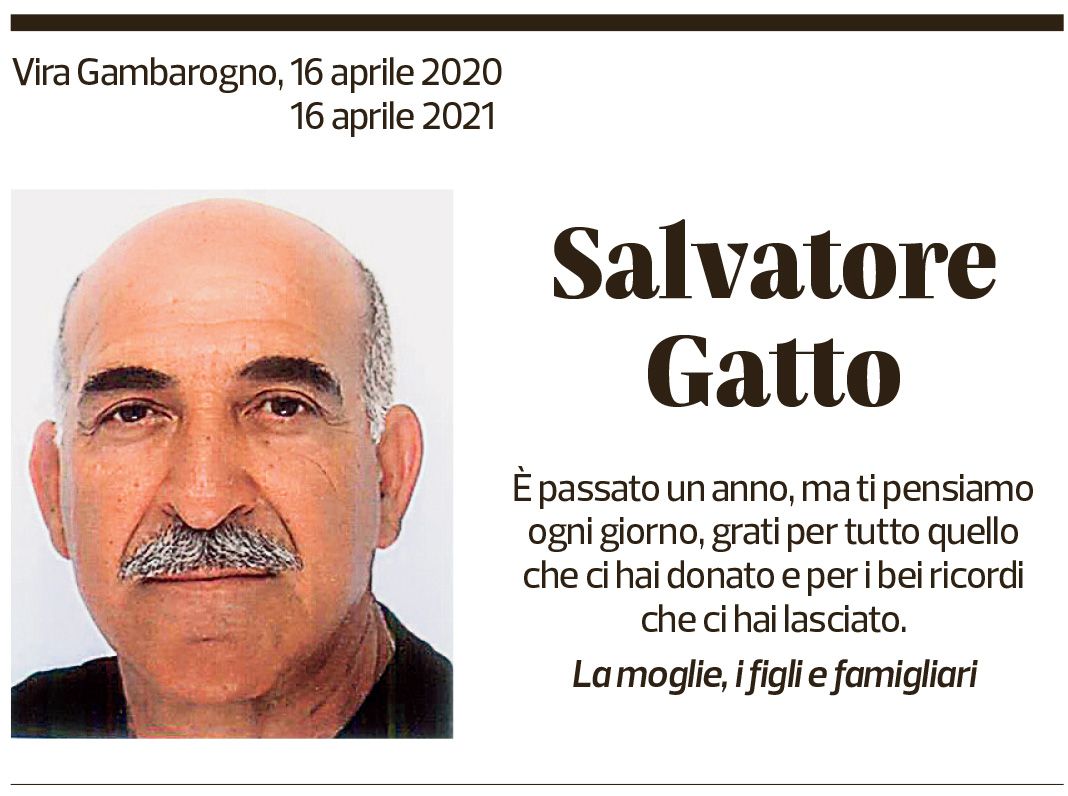 Annuncio funebre Salvatore Gatto