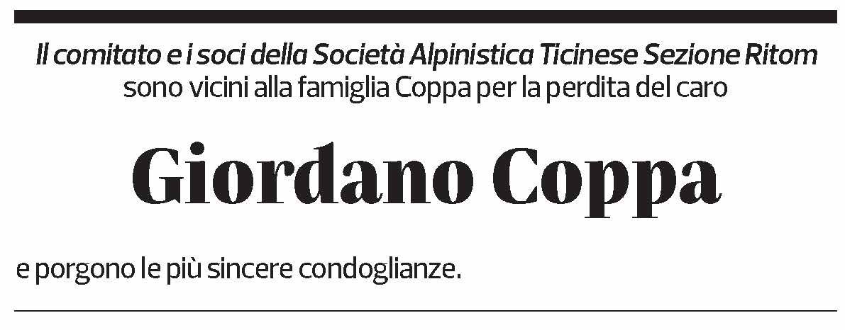 Annuncio funebre Giordano Coppa