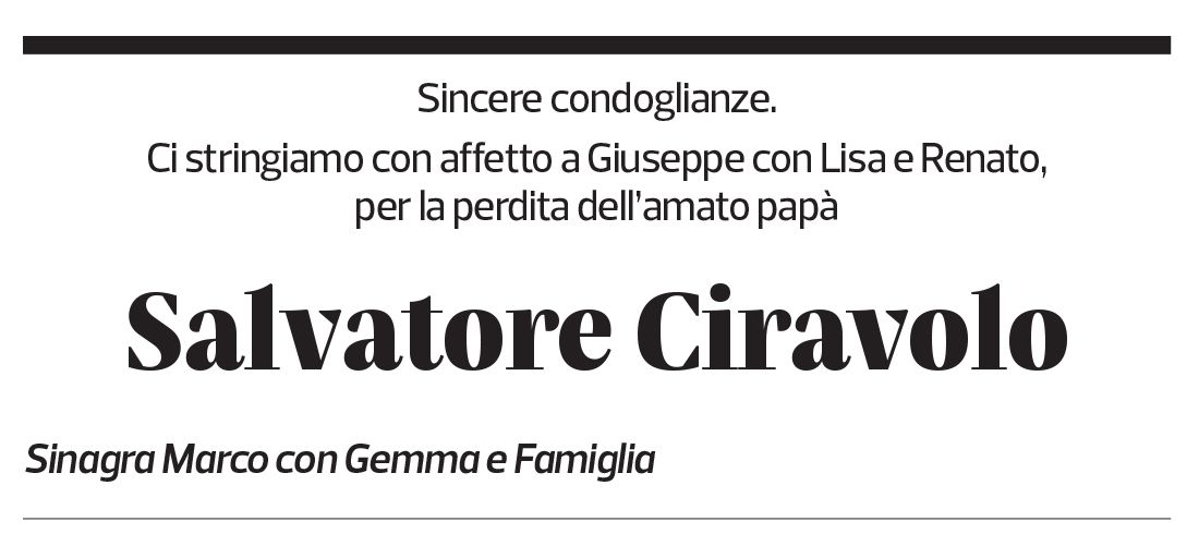 Annuncio funebre Salvatore Ciravolo