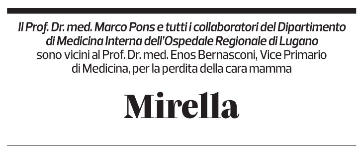Annuncio funebre Mirella Bernasconi