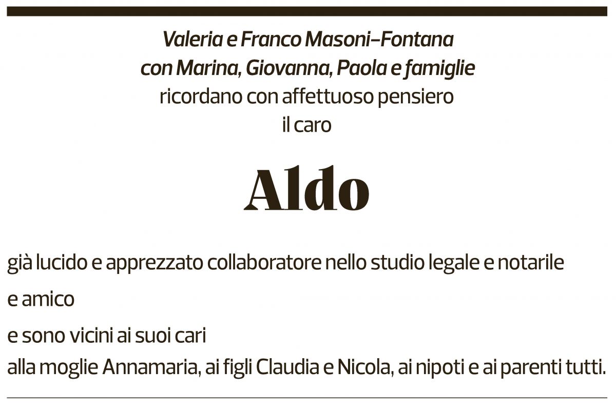 Annuncio funebre Aldo -