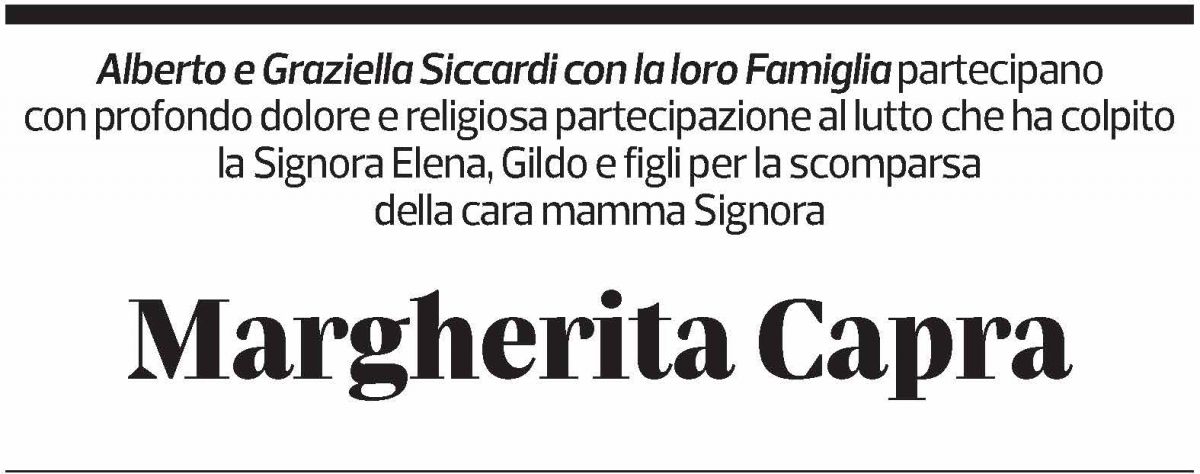 Annuncio funebre Margherita Capra