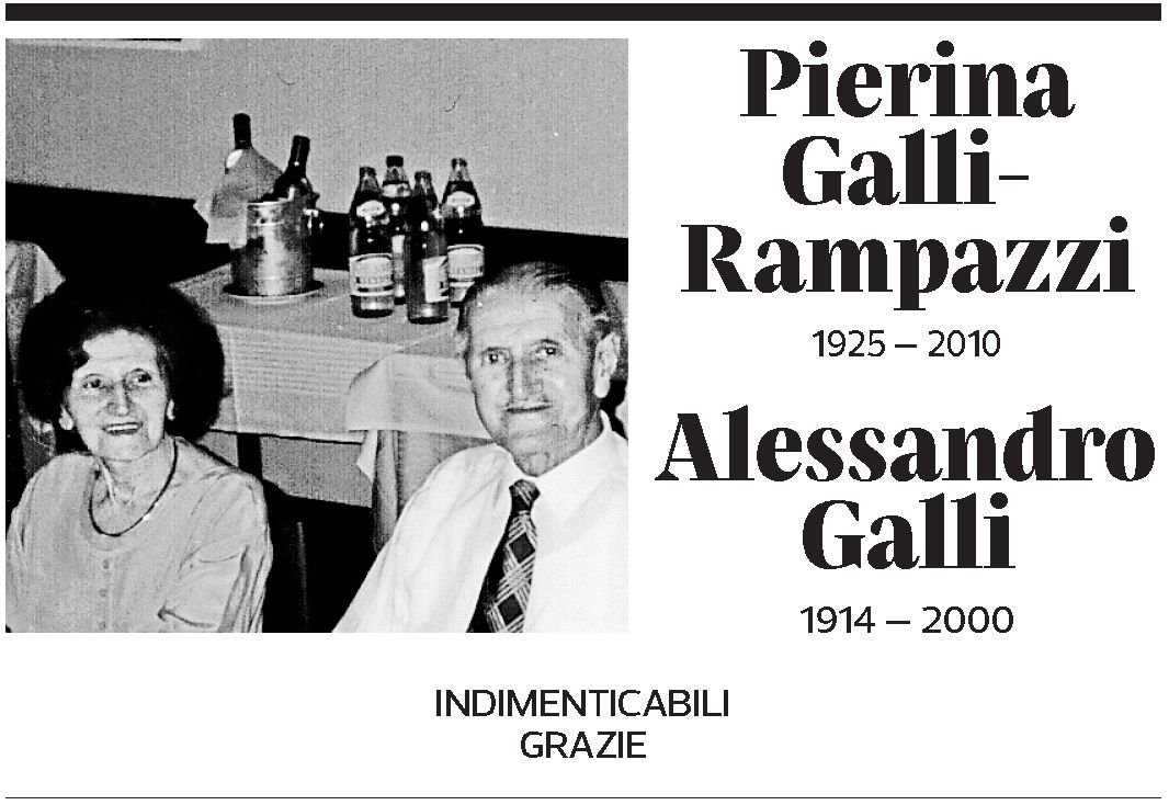 Annuncio funebre Pierina Galli-rampazzi Alessandro Galli