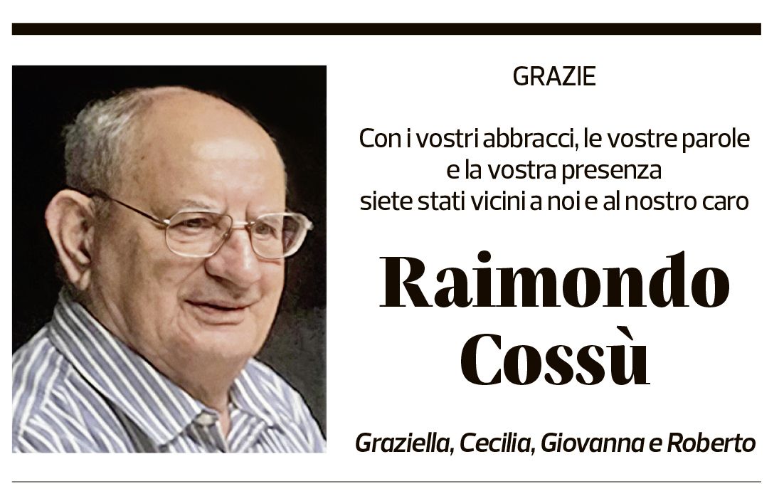 Annuncio funebre Raimondo Cossù