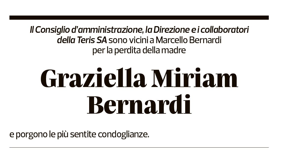 Annuncio funebre Graziella Miriam Bernardi