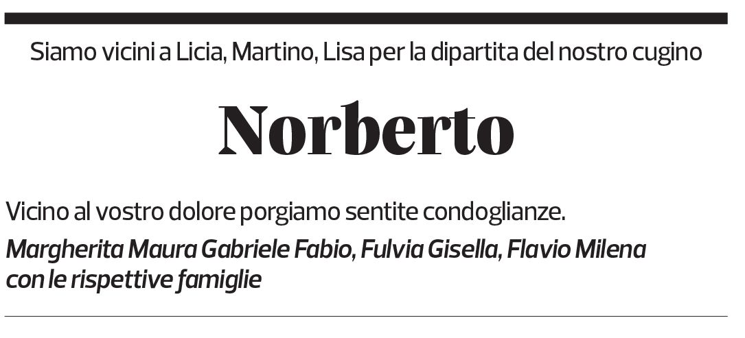 Annuncio funebre Norberto Poretti