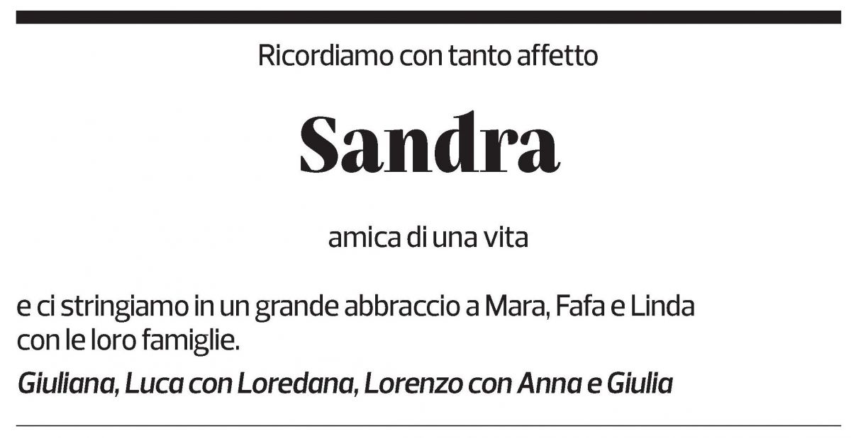 Annuncio funebre Sandra Poggioli