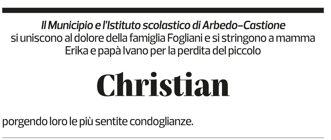 Annuncio funebre Christian Fogliani