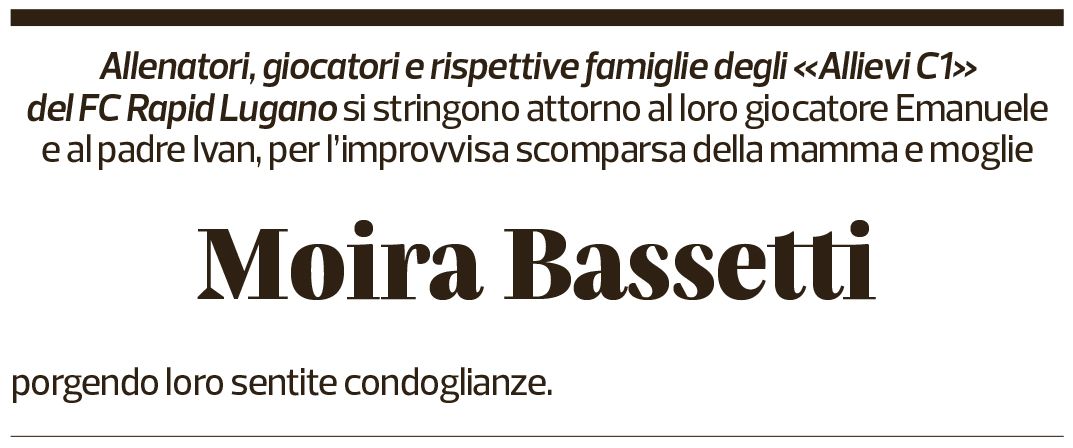 Annuncio funebre Moira Bassetti