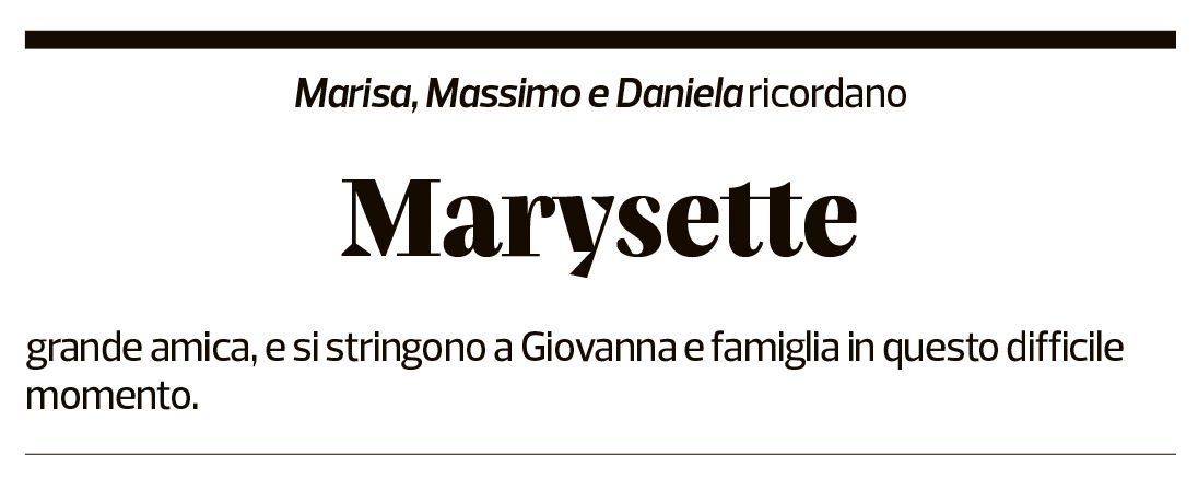 Annuncio funebre Marysette Bordoni-bosia