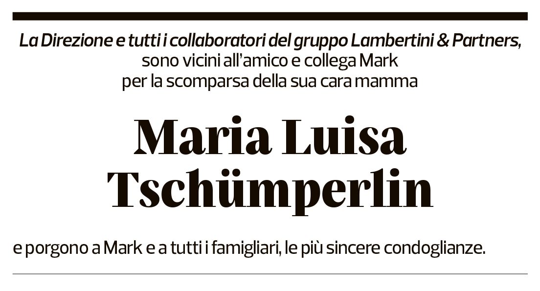 Annuncio funebre Maria Luisa Tschümperlin