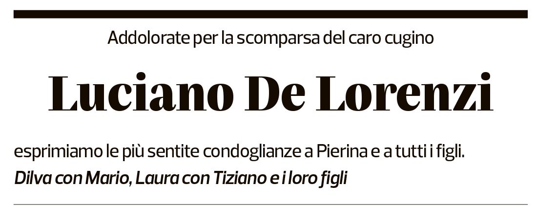 Annuncio funebre Luciano De Lorenzi