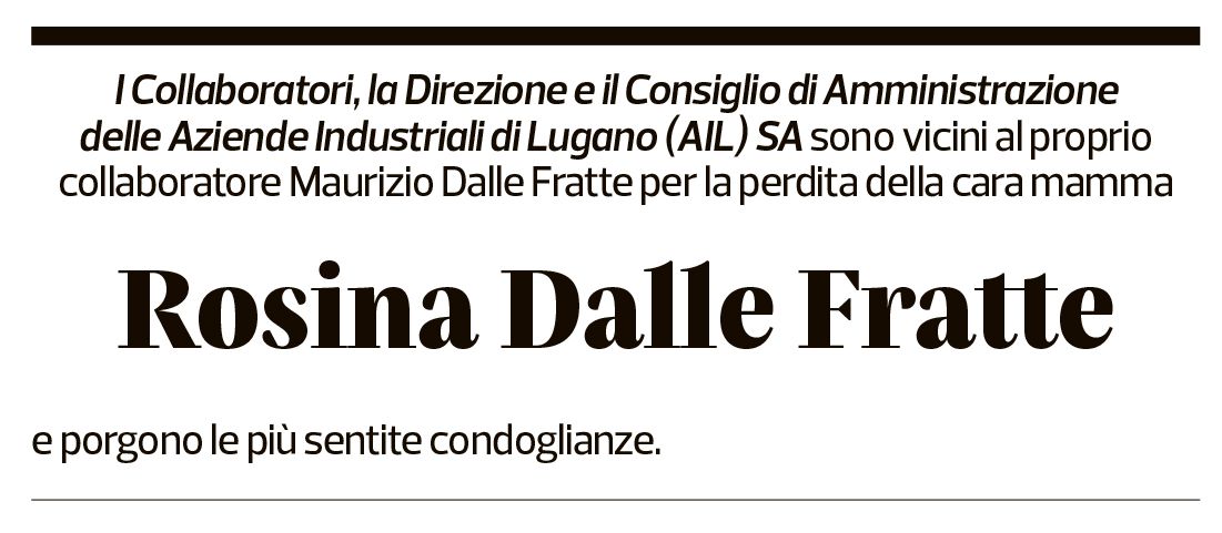 Annuncio funebre Rosina Dalle Fratte