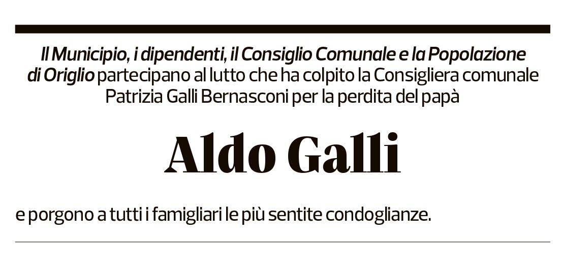 Annuncio funebre Aldo Galli