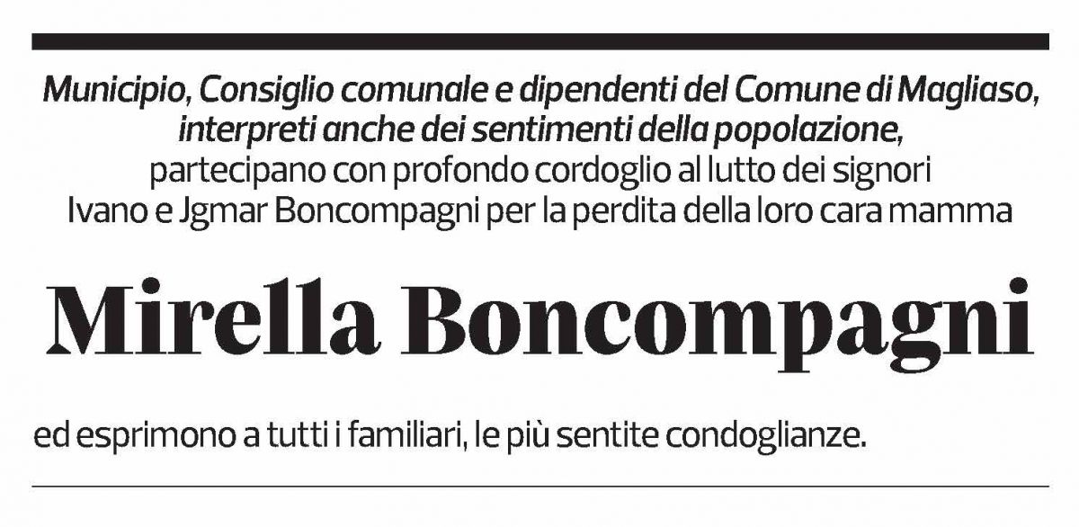 Annuncio funebre Mirella Boncompagni