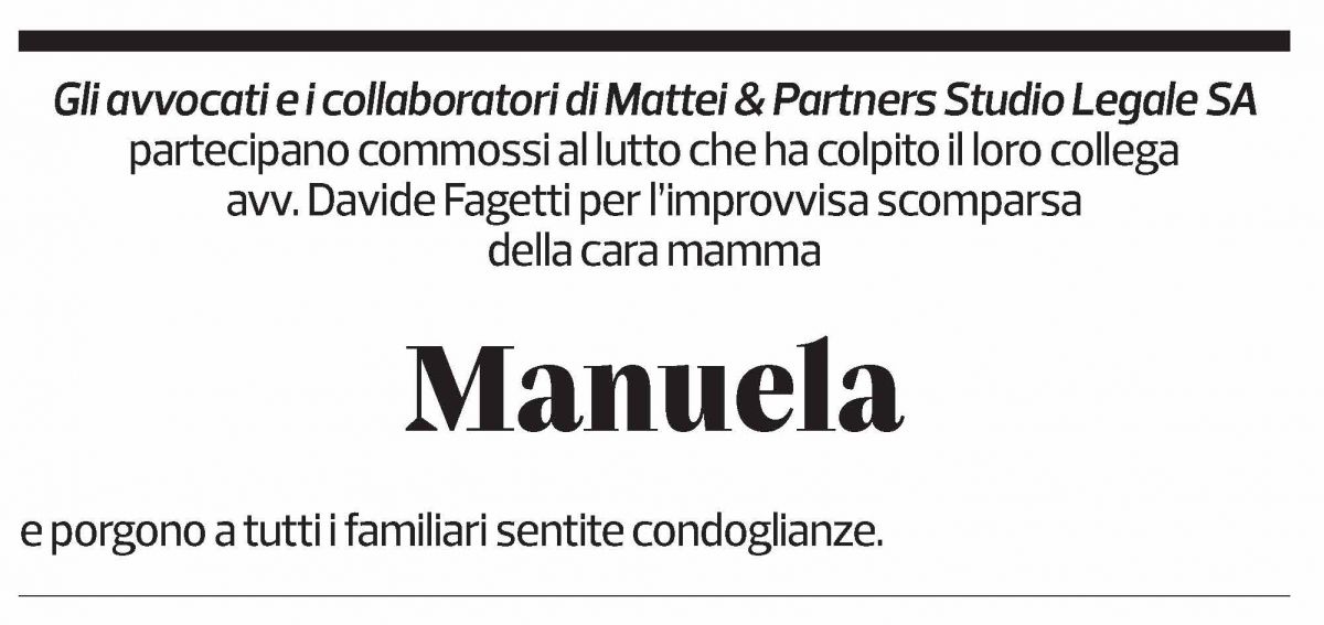 Annuncio funebre Manuela Fagetti