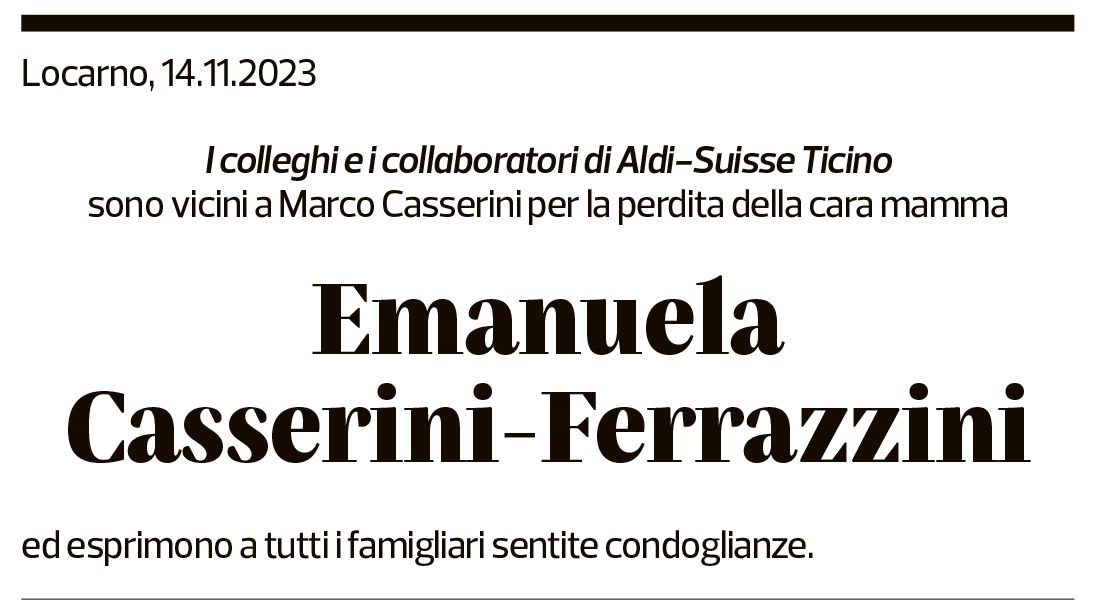 Annuncio funebre Emanuela Casserini-ferrazzini