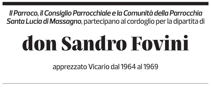 Annuncio funebre Sandro Fovini