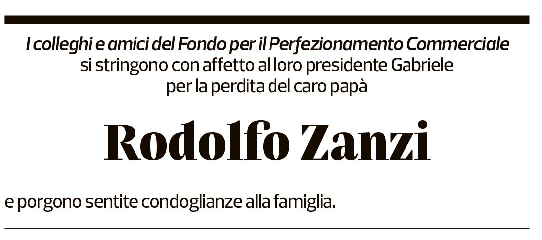 Annuncio funebre Rodolfo Zanzi