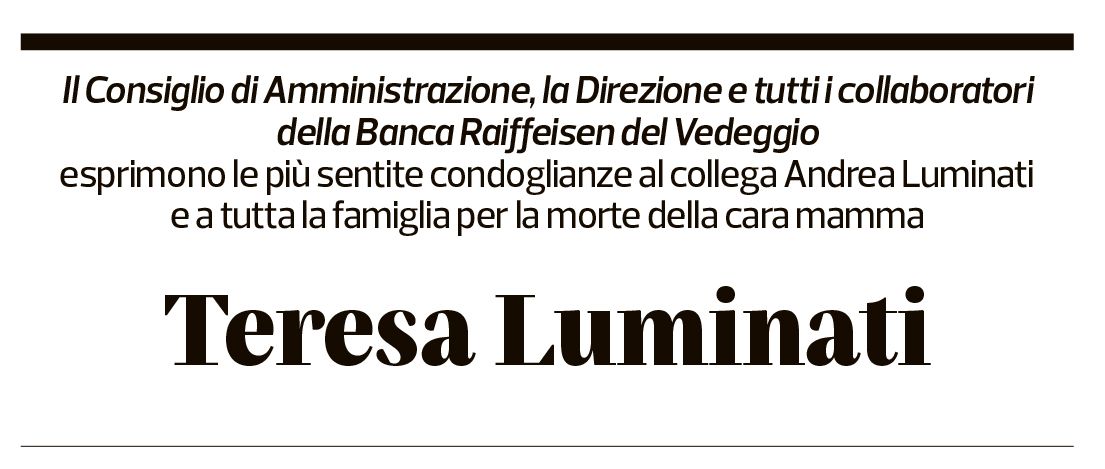 Annuncio funebre Teresa Luminati