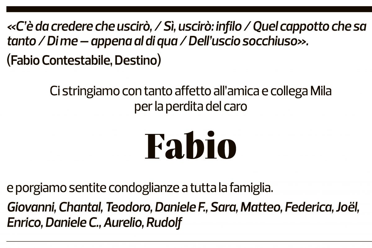 Annuncio funebre Fabio Contestabile