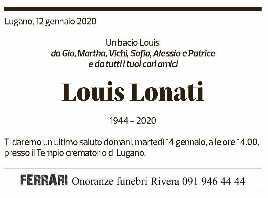 Annuncio funebre Louis Lonati