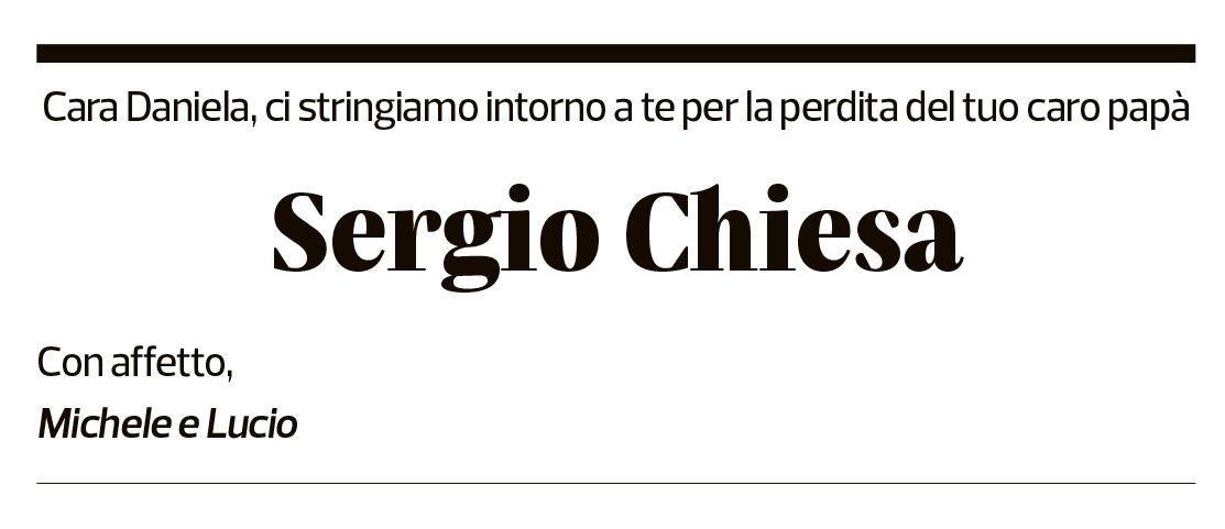 Annuncio funebre Sergio Chiesa