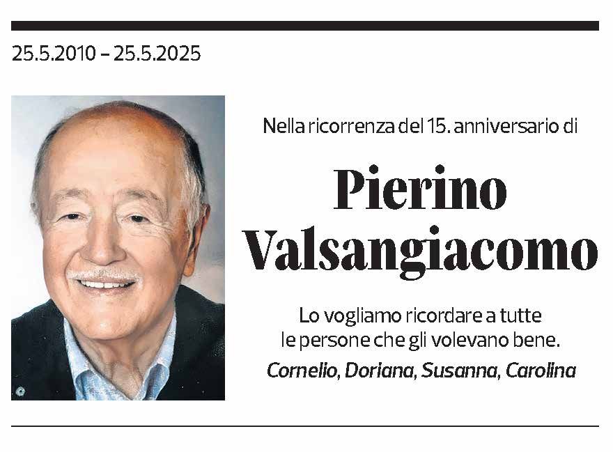 Annuncio funebre Pierino Valsangiacomo