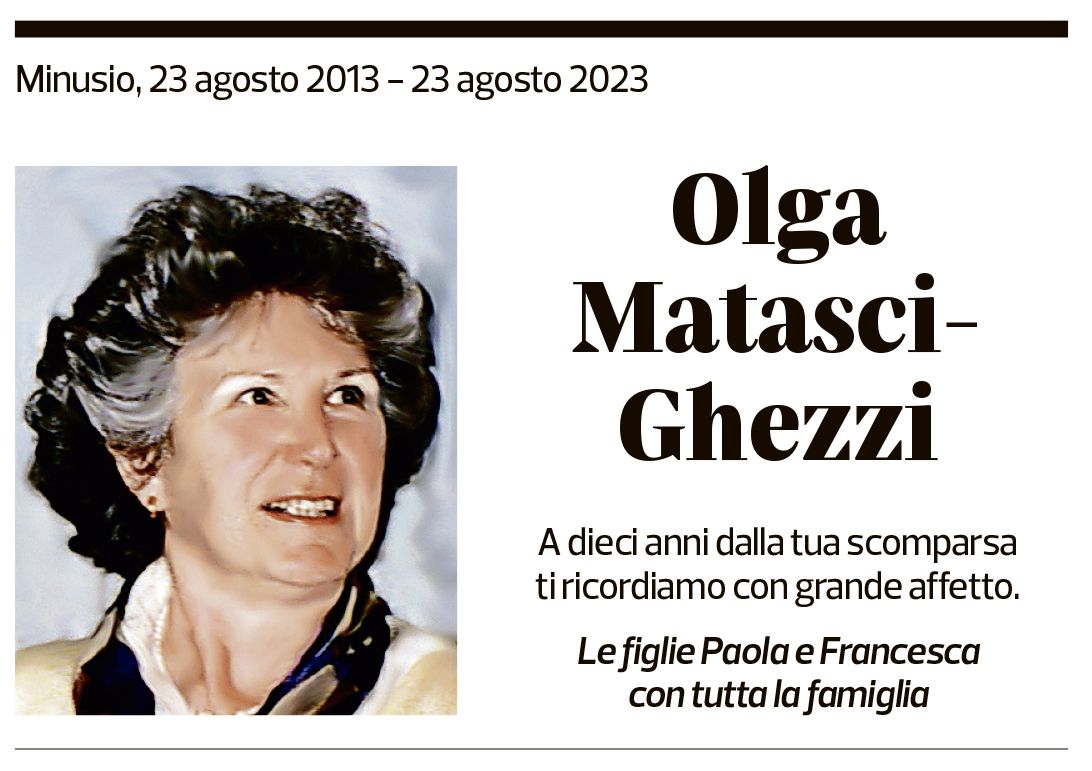 Annuncio funebre Olga Matasci-ghezzi