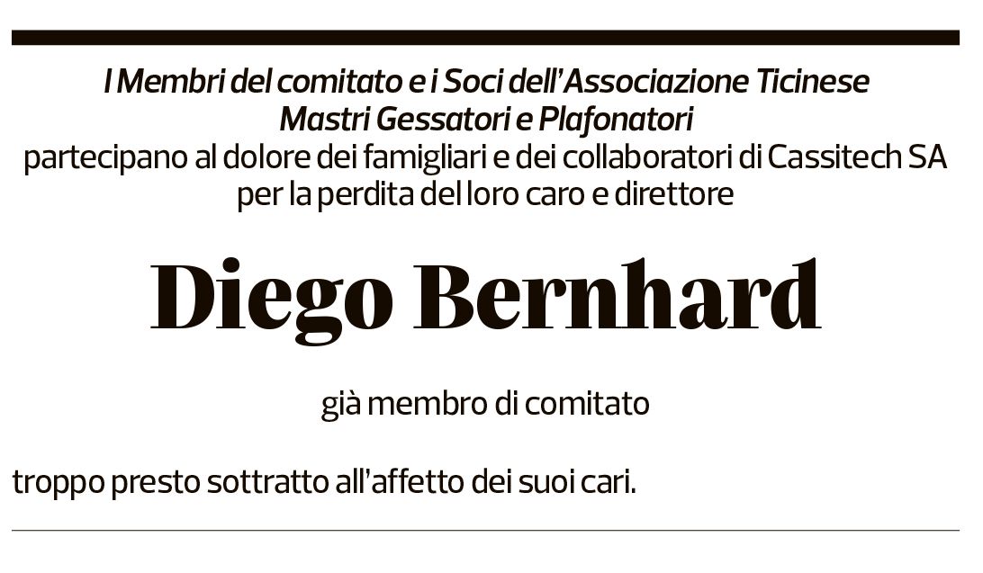 Annuncio funebre Diego Bernhard