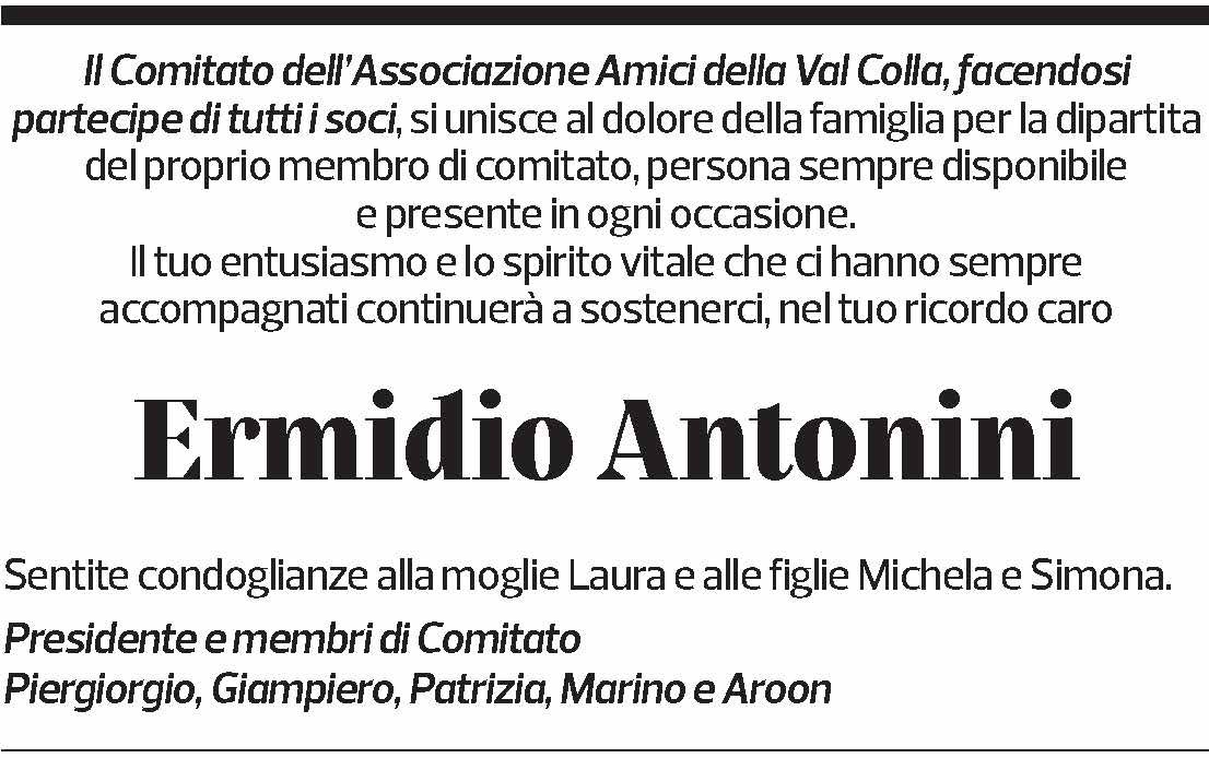 Annuncio funebre Ermidio Antonini