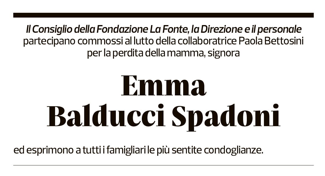 Annuncio funebre Emma Balducci Spadoni