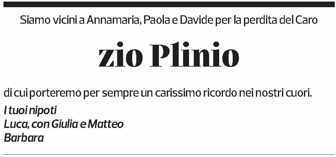 Annuncio funebre Plinio Bernardoni