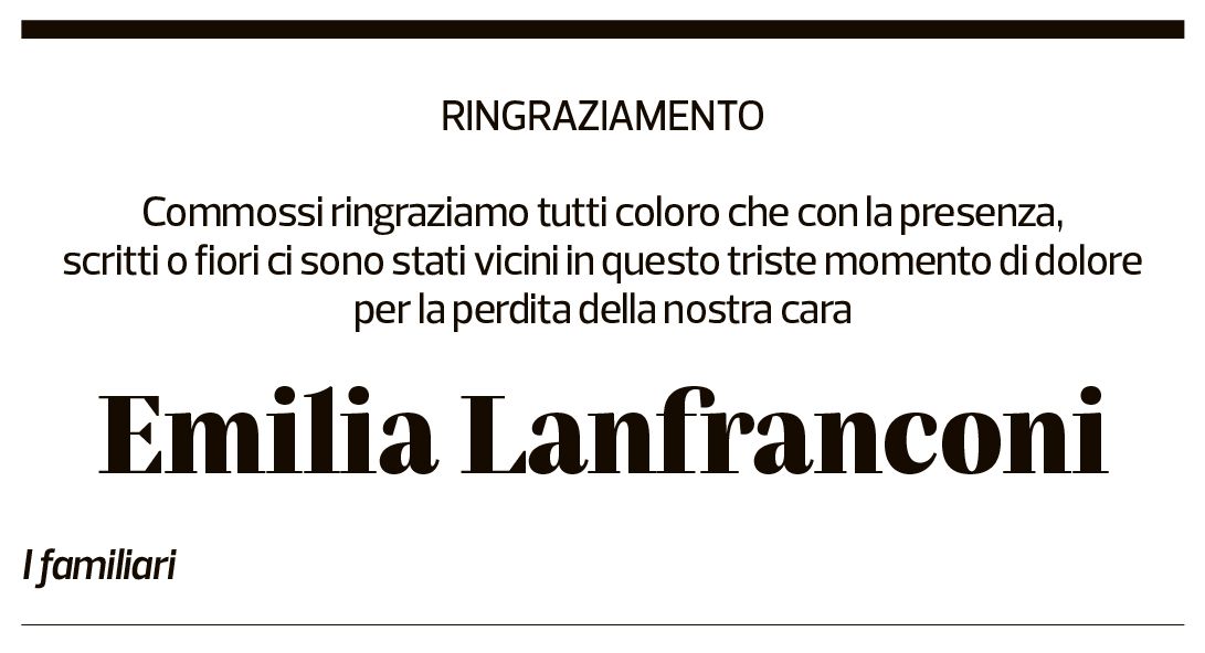 Annuncio funebre Emilia Lanfranconi